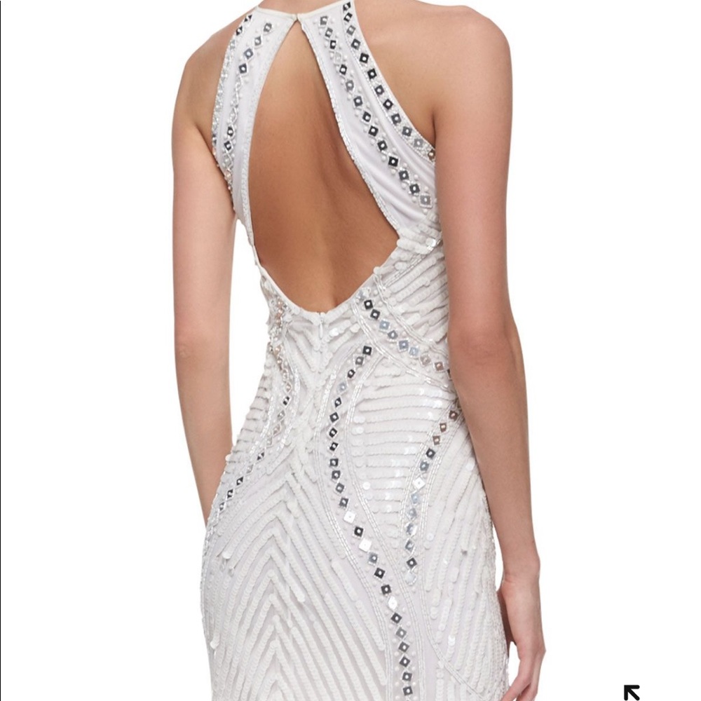 Parker Jaden Open-Back Sequin Cocktail Dress-White
